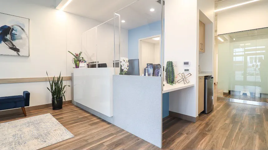 Reception desk at Winnipeg North Dental