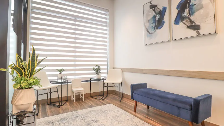 Comfortable waiting area at Winnipeg North Dental