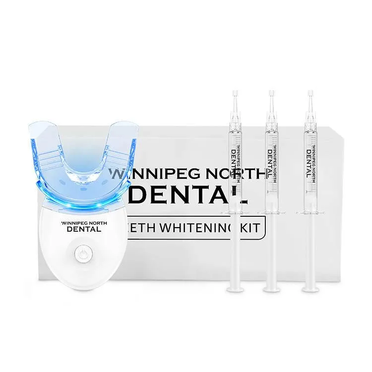 Winnipeg North Dental take-home teeth-whitening kit with LED mouthpiece and whitening gel